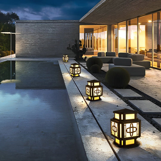 Creative Retro Black Outdoor Deck Post Light with LED