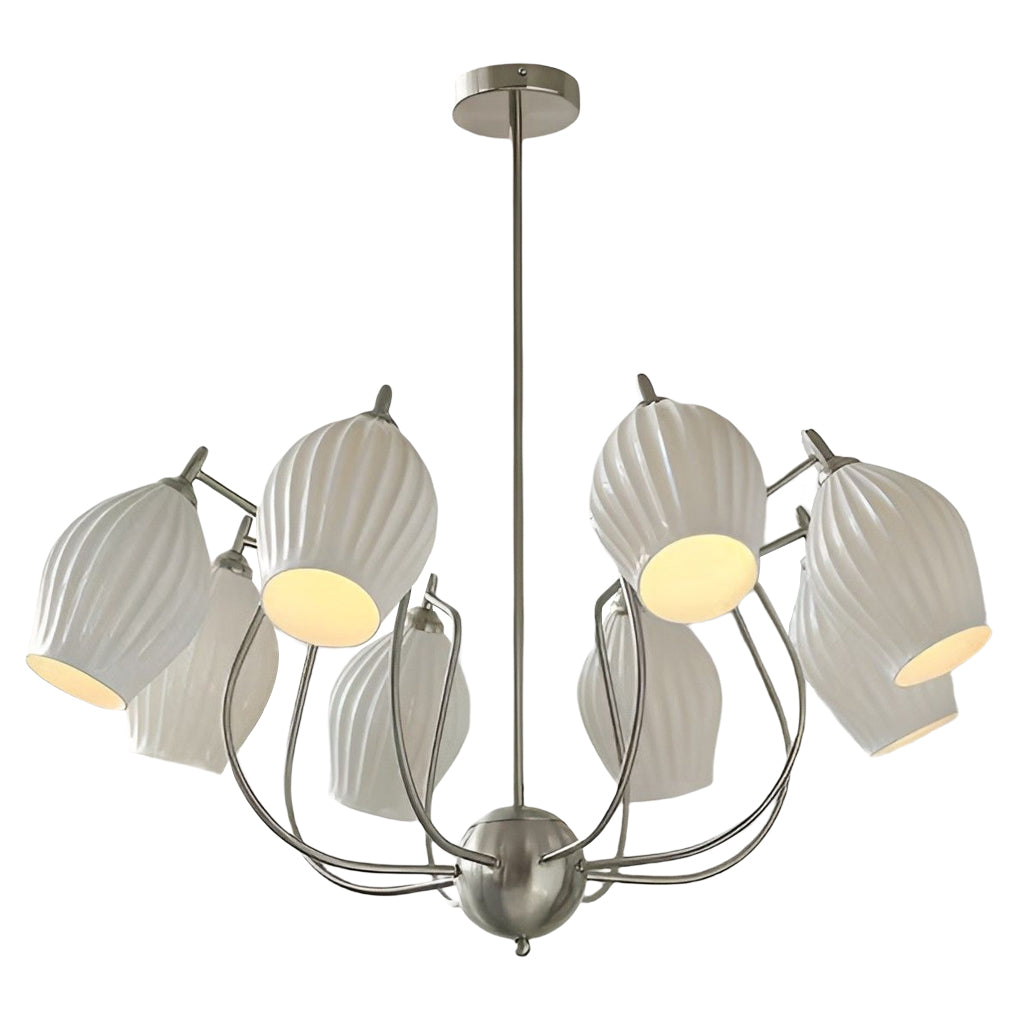 4 Lights Ceramic Flower-Shaped Warm Light Modern Ceiling Light