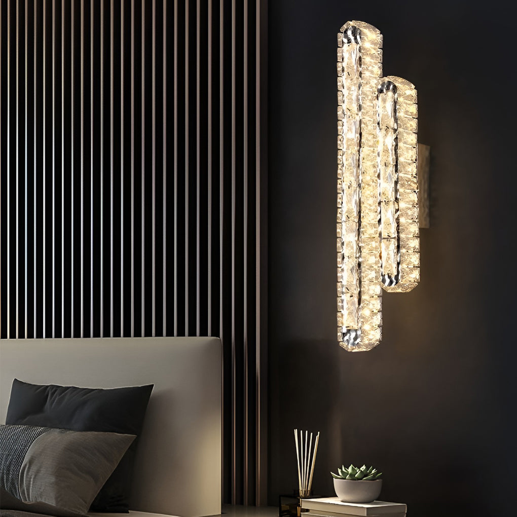 Double Strip Three Step Dimming LED Crystal Wall Lamp
