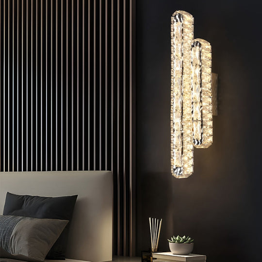 Double Strip Three Step Dimming LED Crystal Wall Lamp