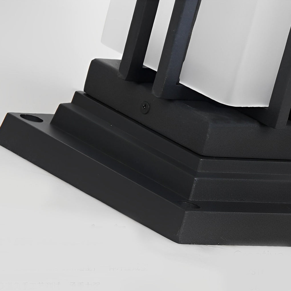 Black Retro Aluminum Outdoor Path Lights with Frosted Glass