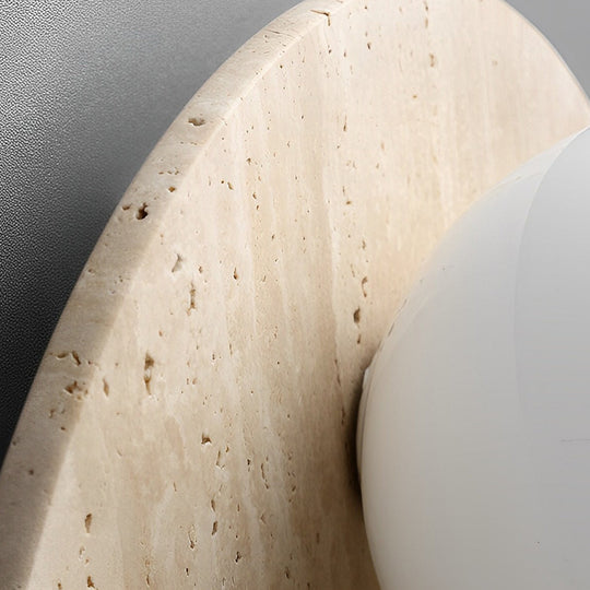 Round & Long Yellow Travertine LED Wabi-Sabi Wall Lamp