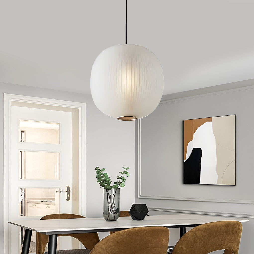 Round Lantern-Shaped Glass LED Modern Pendant Light