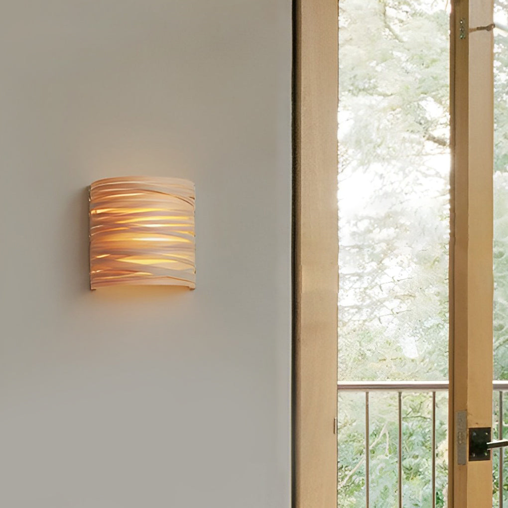 Semi-Cylindrical Handmade Wood Decorative Wall Lamp