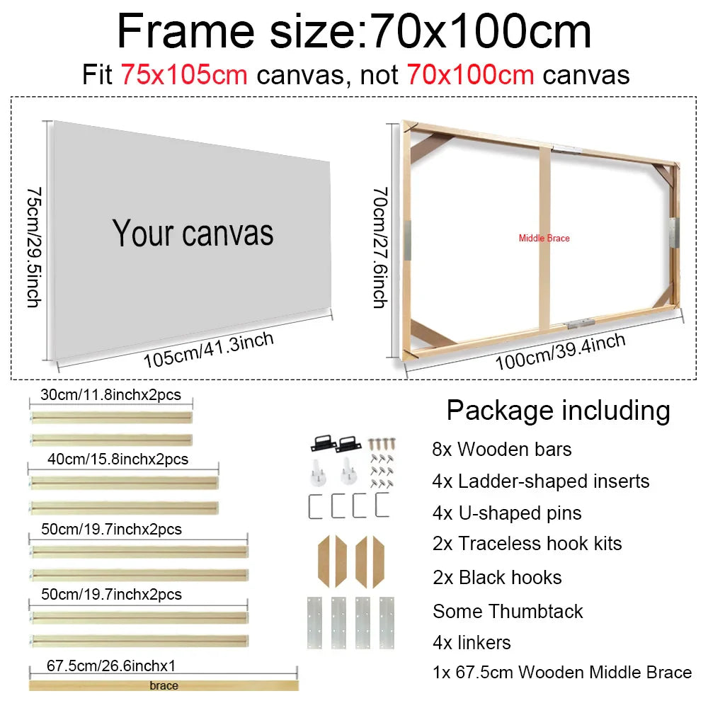 Solid Wood Canvas Stretcher Frame DIY Kit Multiple Sizes