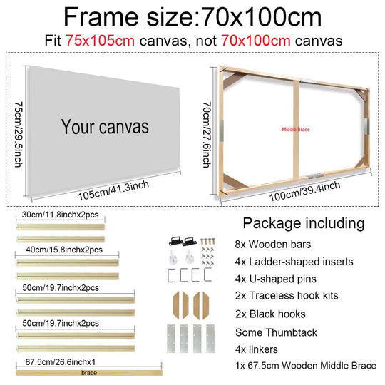 Solid Wood Canvas Stretcher Frame DIY Kit Multiple Sizes