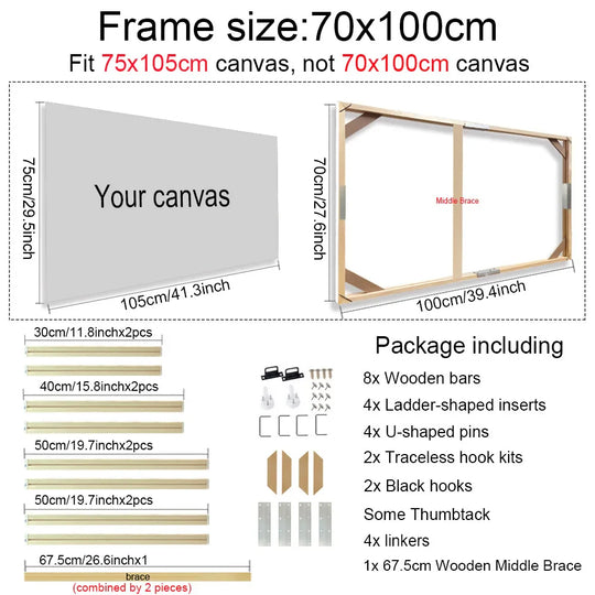 Solid Wood Canvas Stretcher Frame Gallery Mount Multiple Sizes