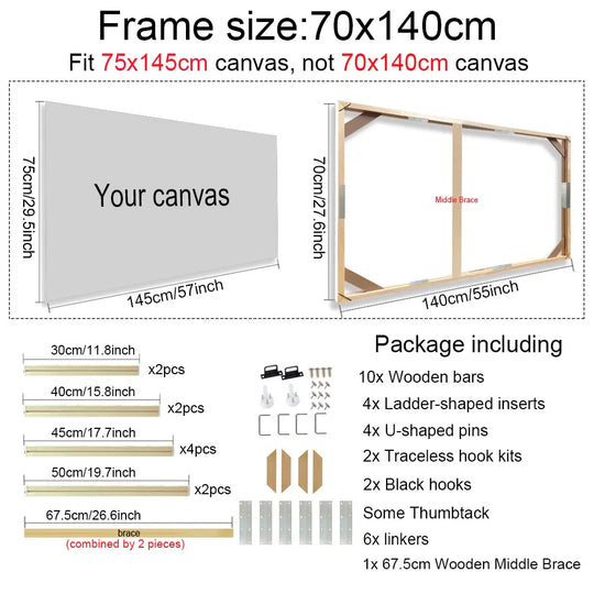 Solid Wood Canvas Stretcher Frame DIY Kit Multiple Sizes