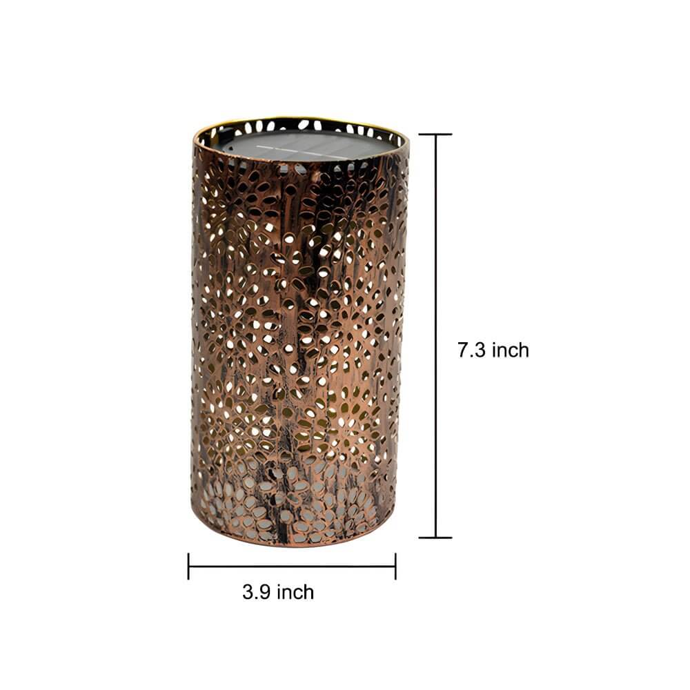 7.3-Inch Metal Cut-Out Solar Outdoor Lantern with Warm White LED