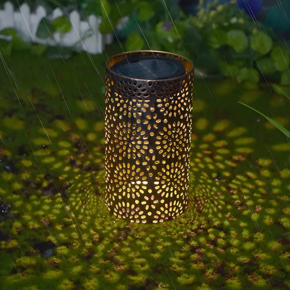 7.3-Inch H Metal Cut-Out Solar Outdoor Lantern