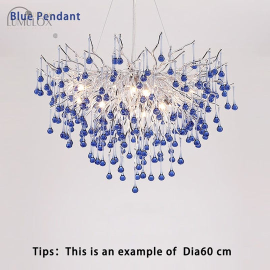 Creative Tree Branch LED Chandelier – Lovely Pink & Blue Pendant Light for Bedrooms