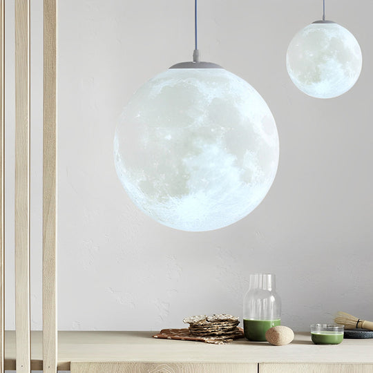 Round Moon Lunar 3D Creativity White Pendant Lamp