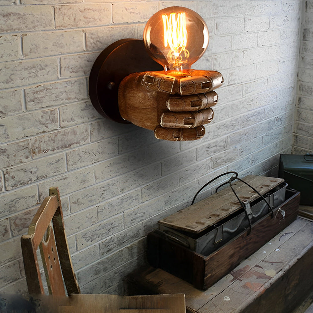 Resin Fist Retro Industrial Wall Lamp