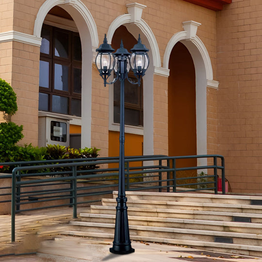 Waterproof 3-Light Black European Style Outdoor Garden Lamp Post