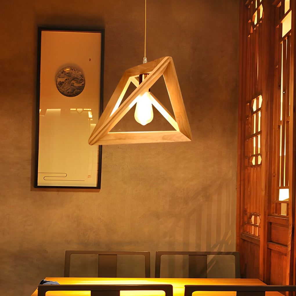 Creative Wood Frame Geometric Art Minimalist Nordic Pendant Light