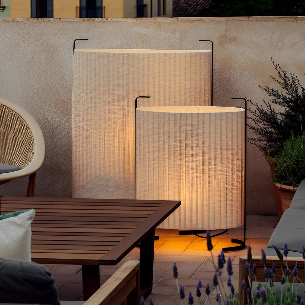 42" Modern Japanese-Style Fabric Outdoor Floor Lamp