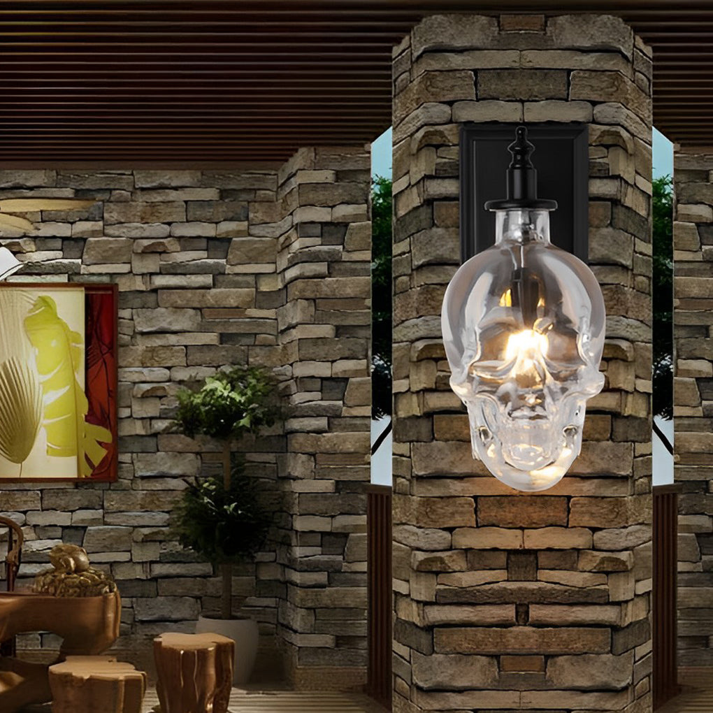 Retro Glass Skull Head LED Decorative Wall Lamp