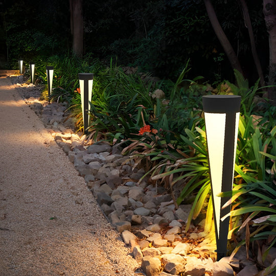 Round Gray Solar LED Outdoor Lawn Light