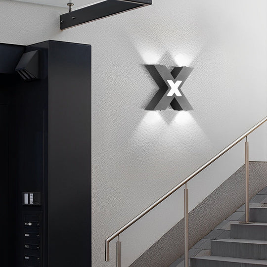 X-Shaped Black Modern LED Outdoor Wall Lamp