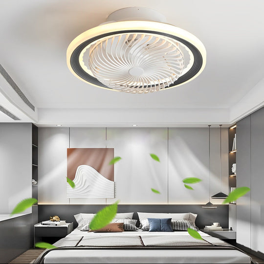 Round Bladeless Ceiling Fan with 3-Step Dimmable LED and Silent Airflow