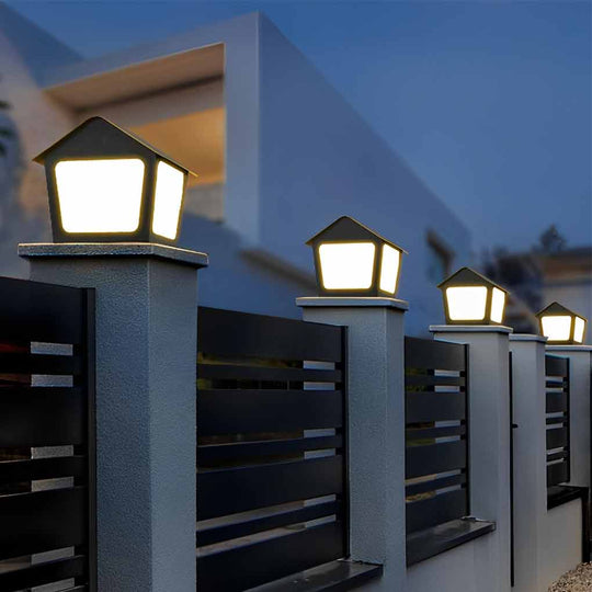 Cottage Shaped LED Waterproof Solar Fence Post Light