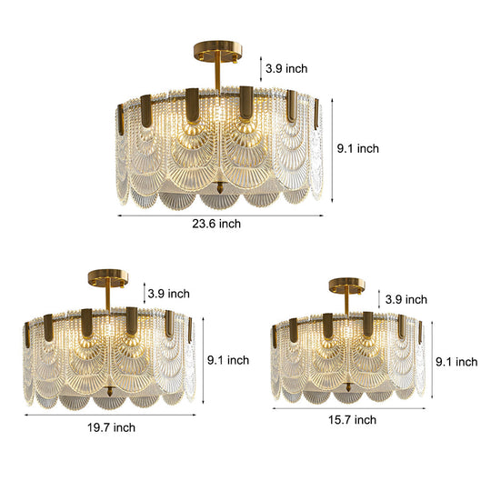 Round French Court Style Glass Three Step Dimming Modern Chandelier