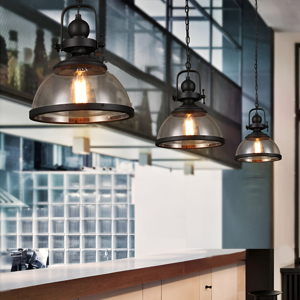 Antique Glass Iron – Retro Industrial Pendant Ceiling Light for Dining Room and Kitchen Island