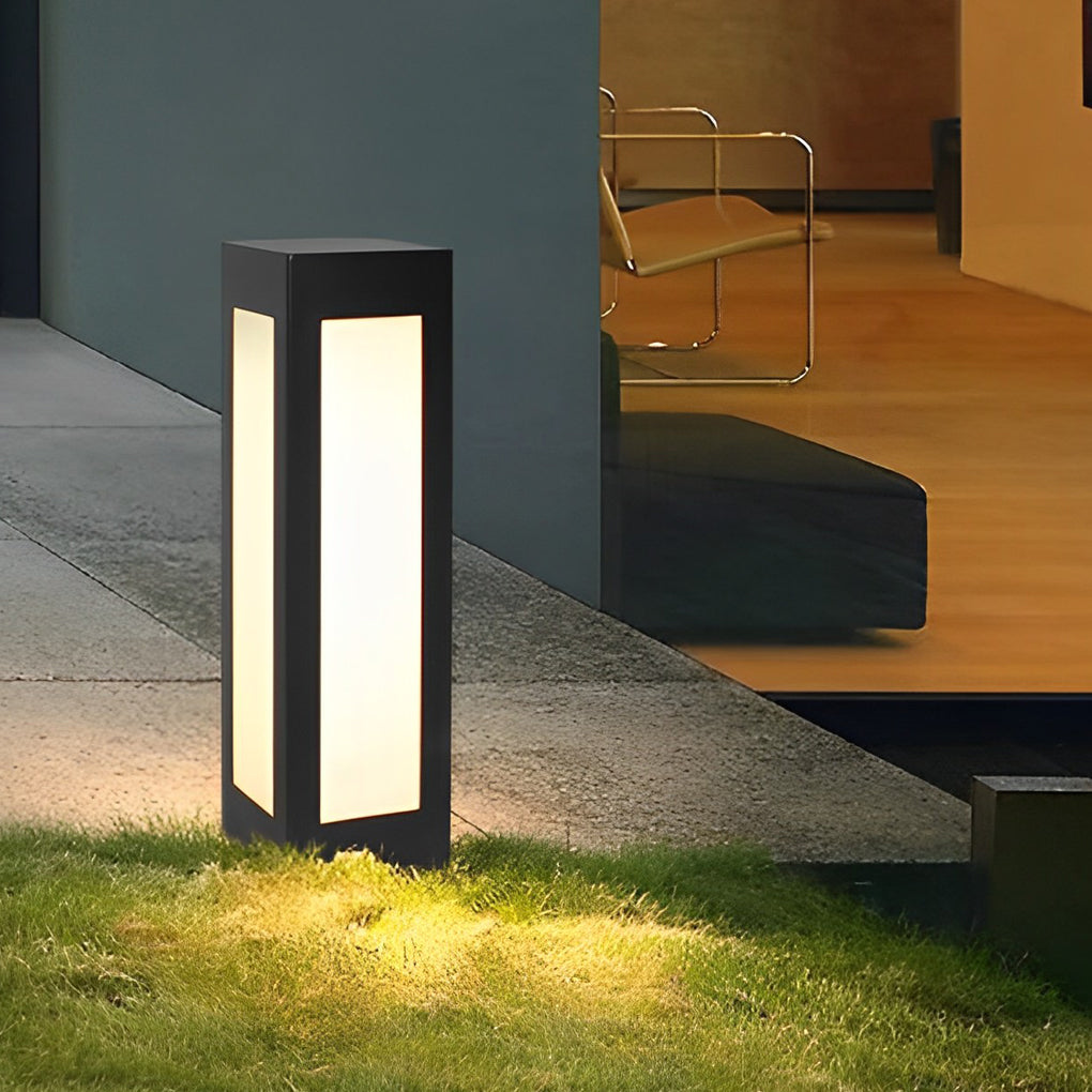 Modern Black Solar Bollard Light LED Waterproof Automatic Outdoor Lamp
