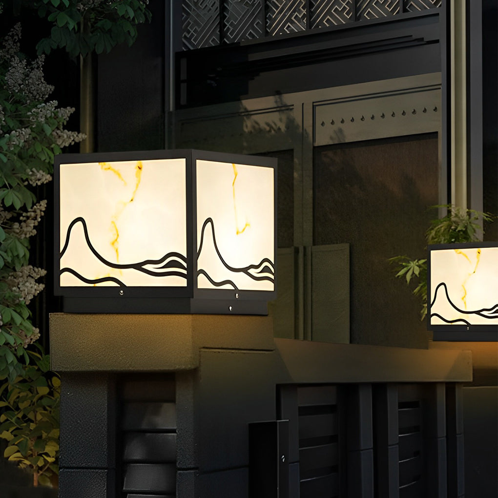 Waterproof LED Mountain Scenery Intelligent Solar Post Caps Lights
