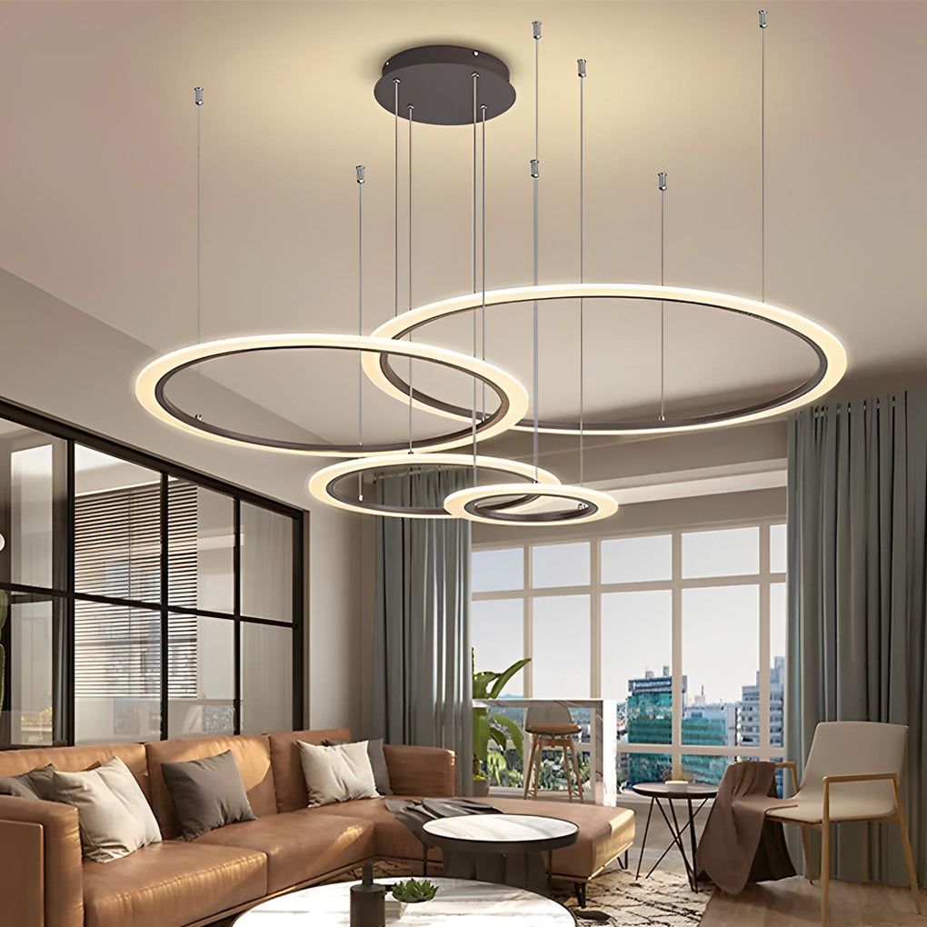 4 Circles Artistic Dimmable LED Modern Pendant Chandelier