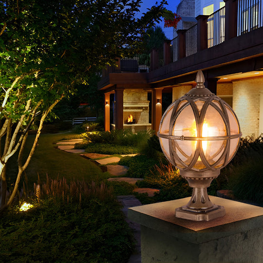 Round Glass E27 Waterproof European Style Outdoor Post Cap Lights