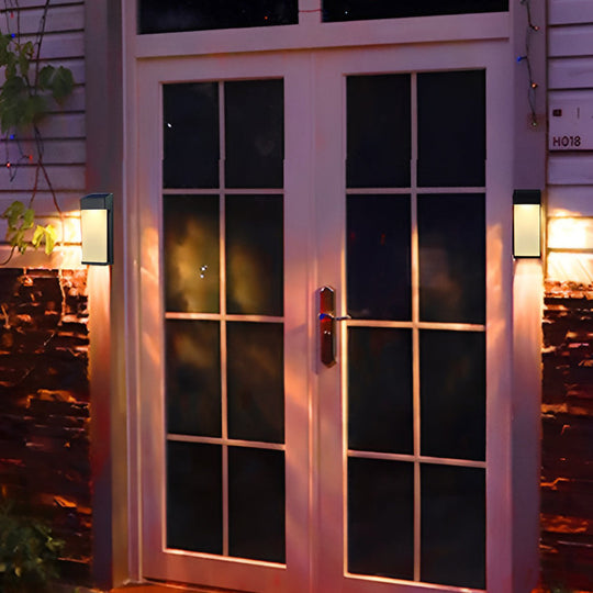 2 Pcs Rectangular LED Light Controlled Waterproof Outdoor Solar Sconce Lighting