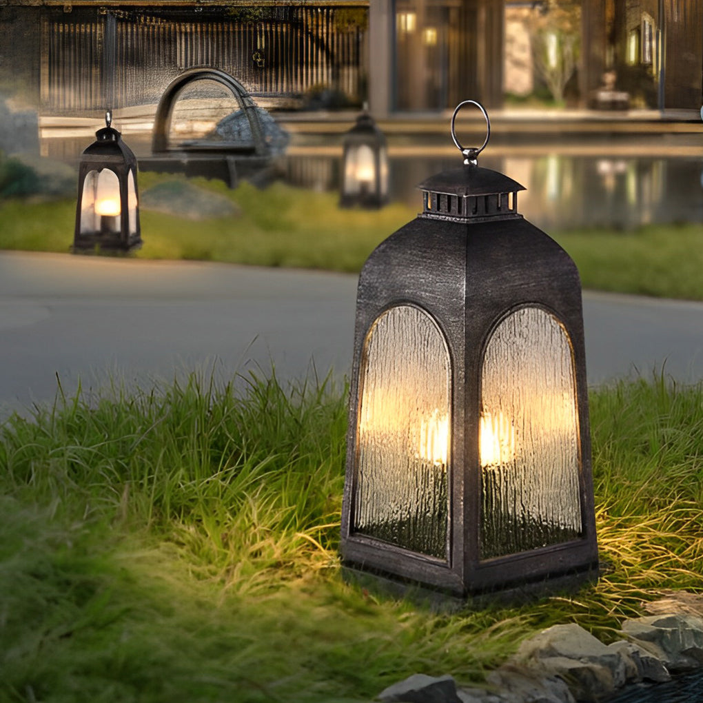 Waterproof Retro Metal Portable LED Outdoor Floor Lamp Lawn Light