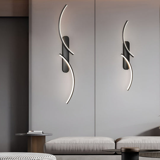 Creative S-Shaped LED Wall Sconce with 3 Step Dimming