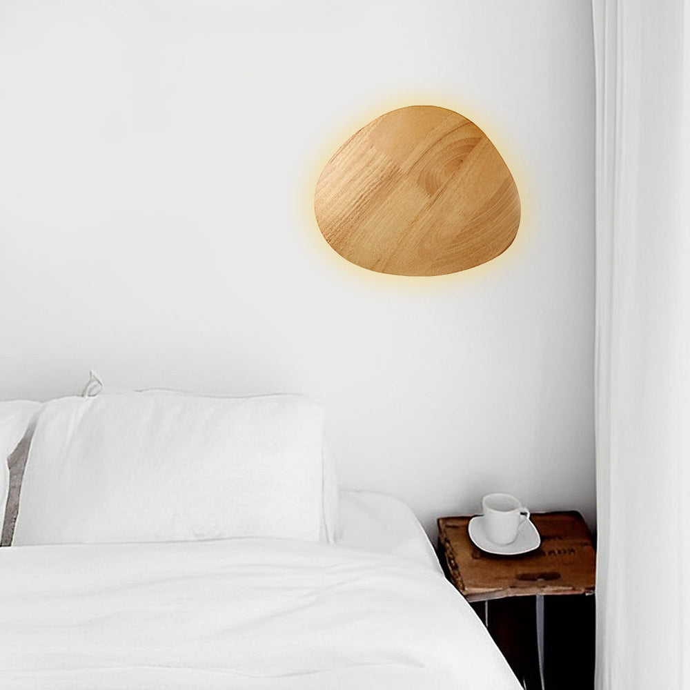 Round Oval Creative LED Wood Nordic Bedside Wall Lamp