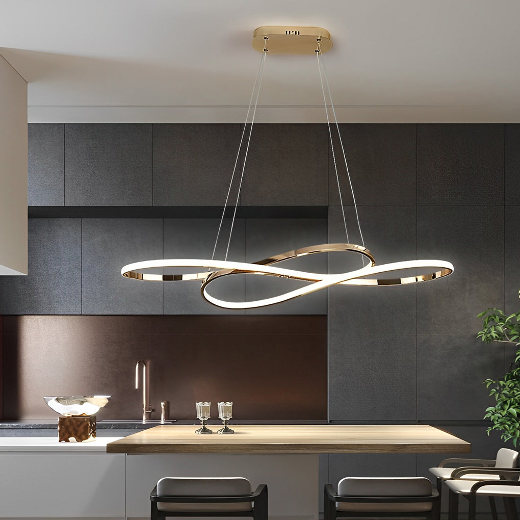 Wavy Double 8-Shaped LED Stepless Dimming Nordic Pendant Light