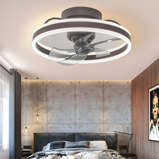 Round Stepless Dimming 360° Rotating LED Ceiling Fan Light
