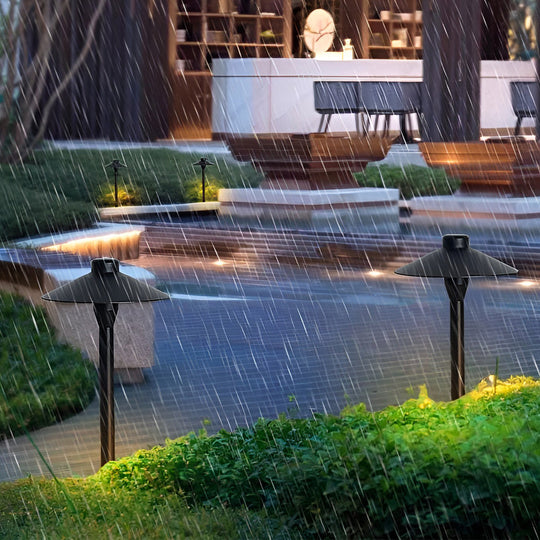 Modern Mushroom-Shaped LED Outdoor Path Light Black Finish