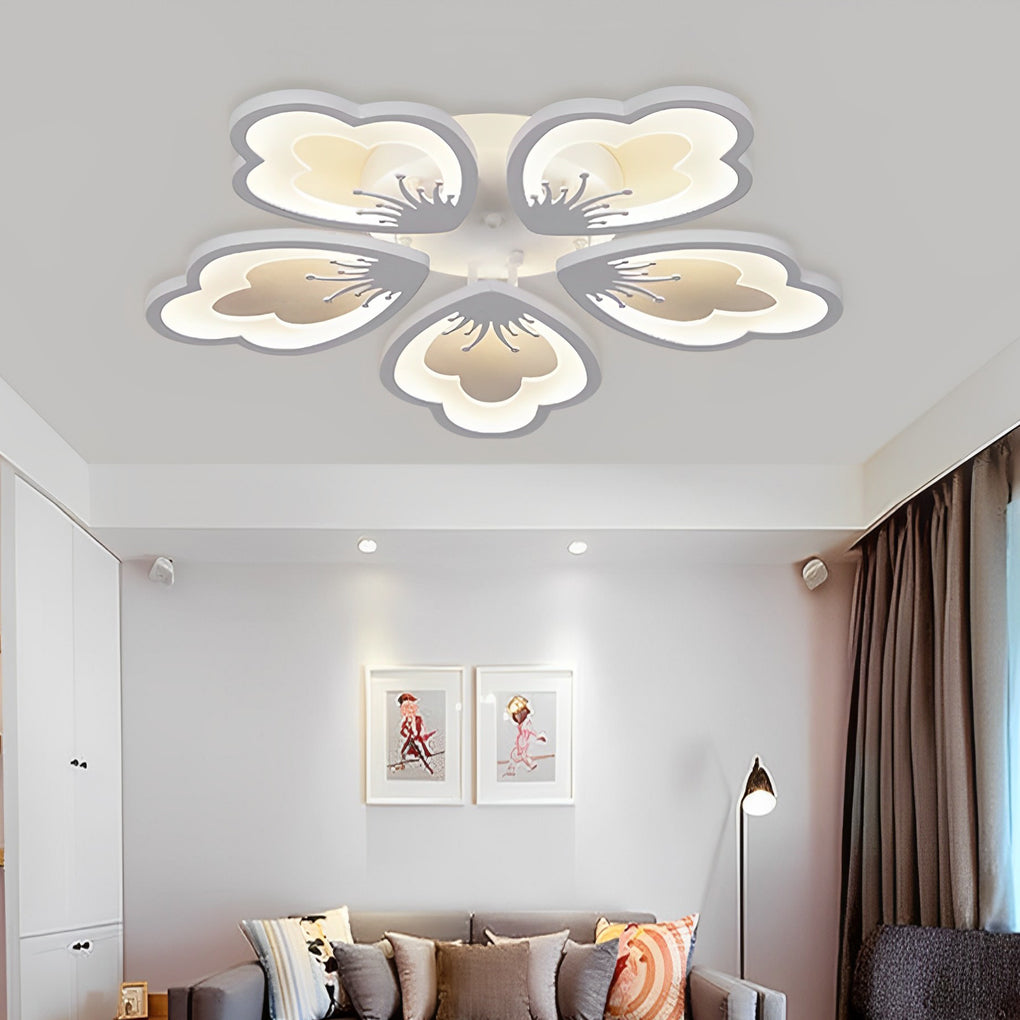 Flower Shaped Dimmable LED White Nordic Chandelier Light – Flush Mount Lighting