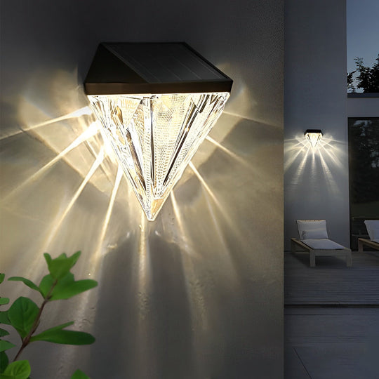 2PCS Geometric LED Solar Wall Lamp Waterproof Outdoor Wall Lights