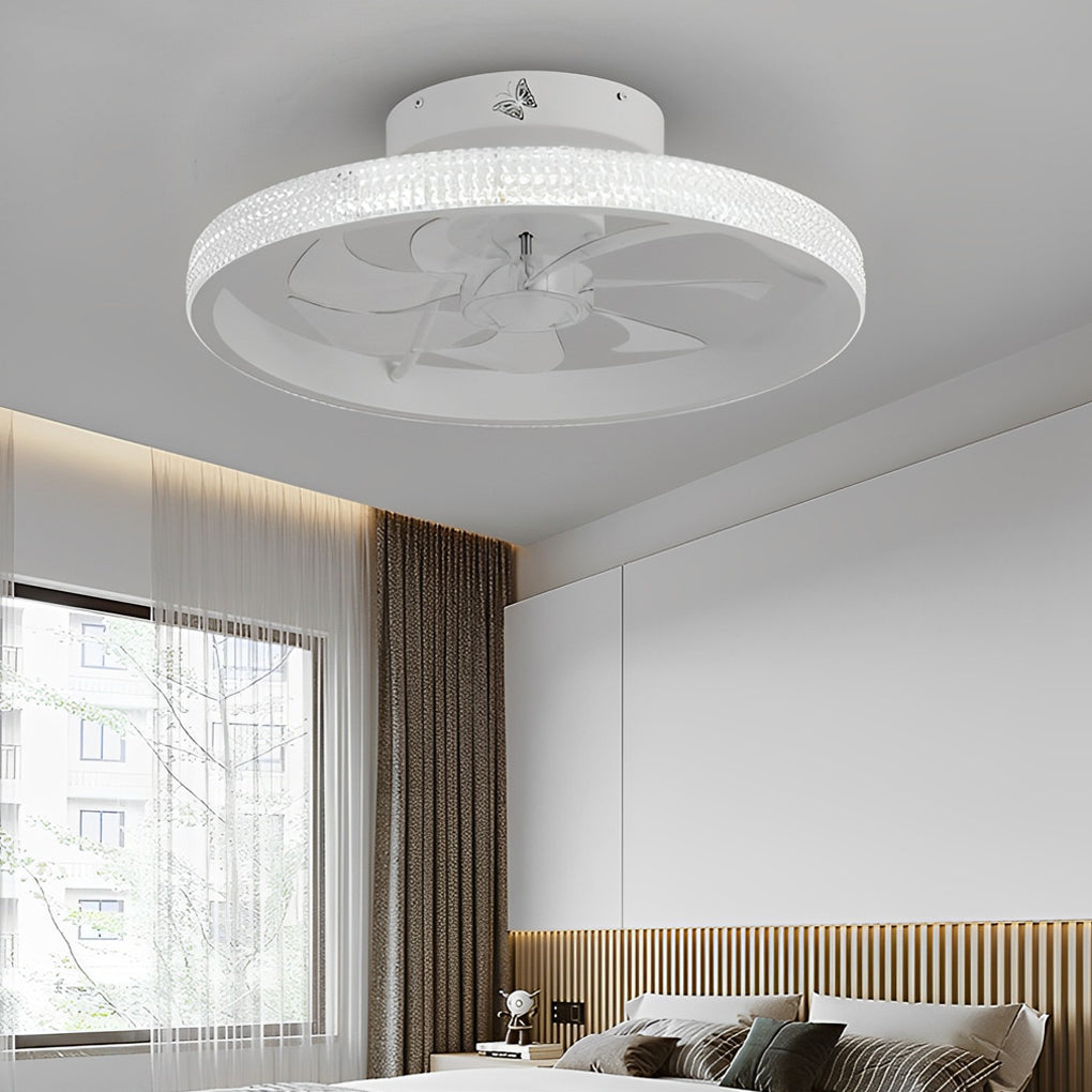Round Inverter Mute LED Dimmable Bladeless Ceiling Fan with Remote
