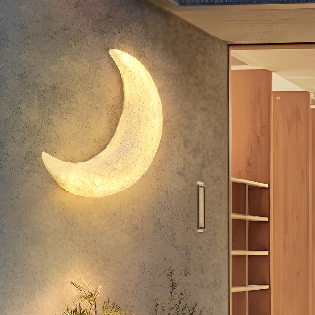Creative Resin Moon Waterproof LED Modern Outdoor Wall Sconce