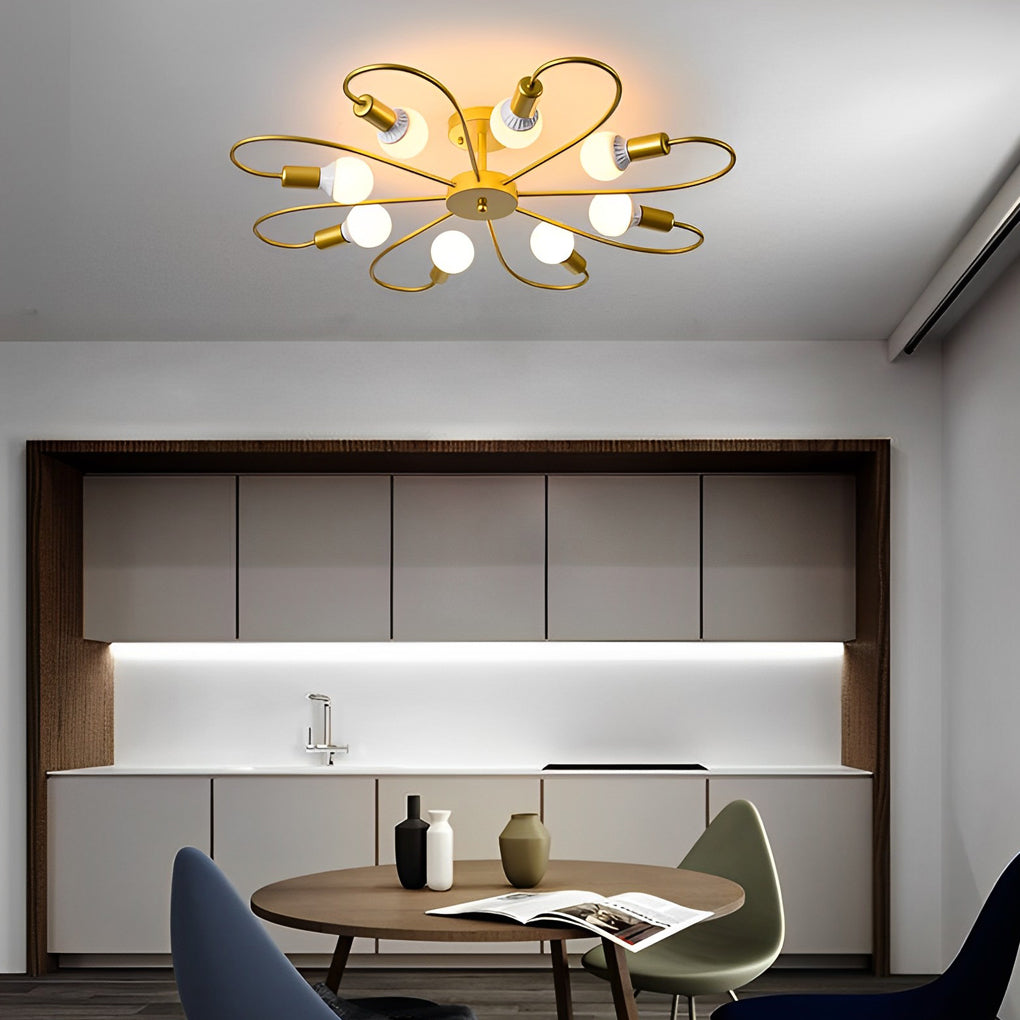 Simple Iron Flower Creative Nordic Bedroom Ceiling Light Fixture
