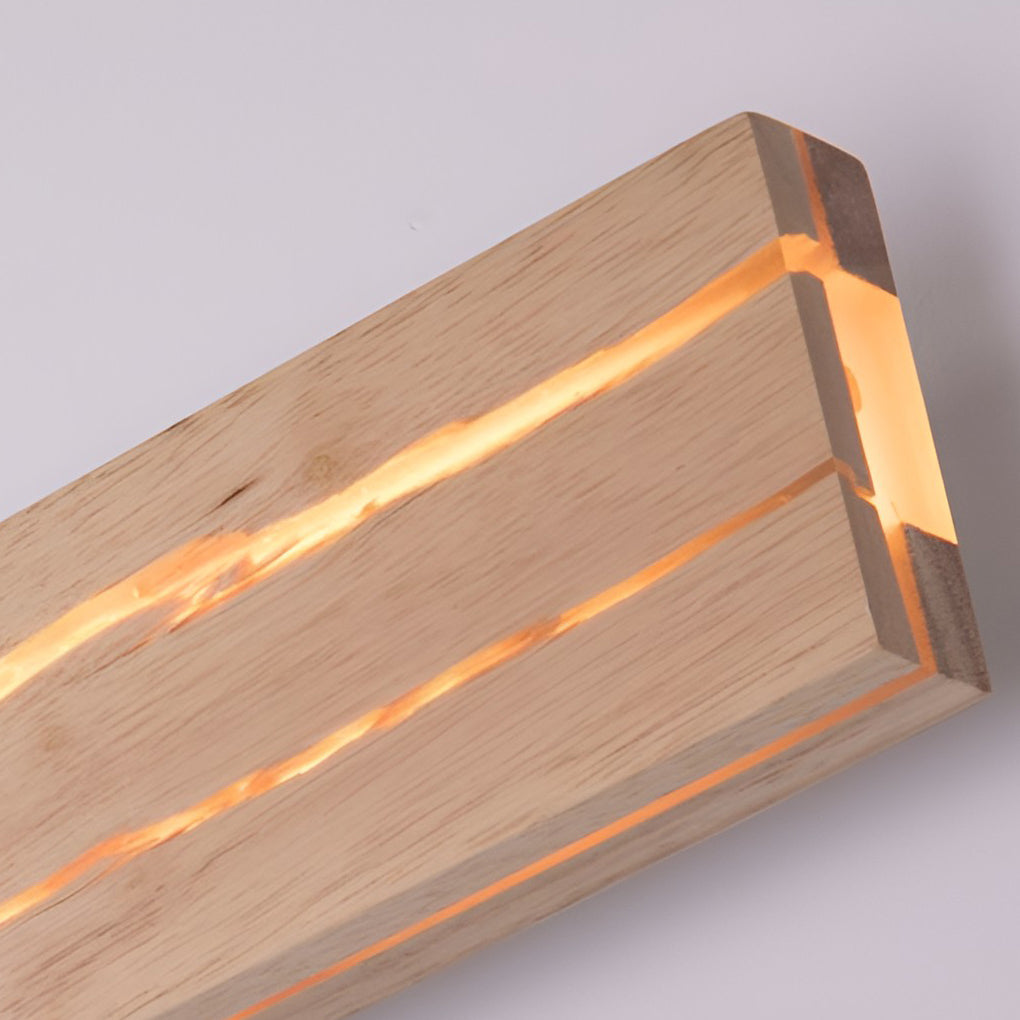Adjustable Rectangular Wood Three-Step Dimming LED Wall Lamp