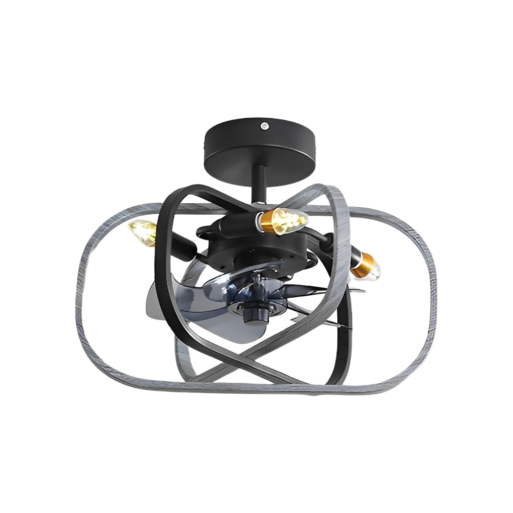 Retro Rustic Bladeless Ceiling Fan Light with Remote