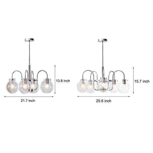 4 or 5 Lights Glass Ball Curved Iron Arm Nordic Chandelier