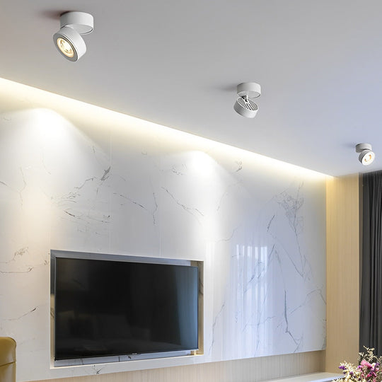 Round – 7W Foldable LED Spotlight with Rotating Head for Ceiling Flush Mount