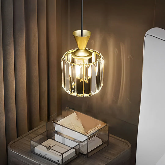 Round Square Metal Crystal Three Step Dimming Modern Pendant Light