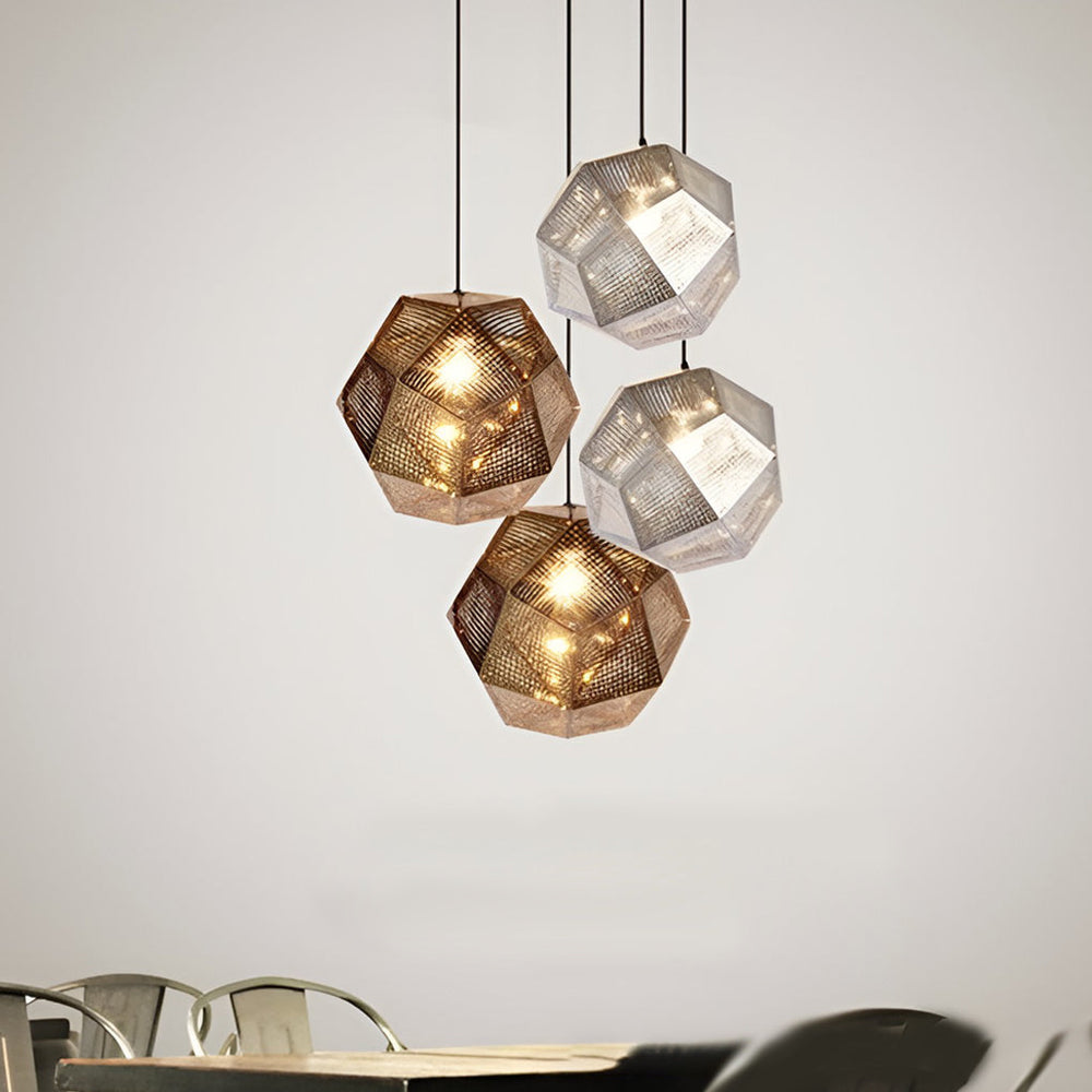 Geometric Round – Electroplated Metal Postmodern Pendant Light Chandelier