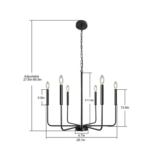 6 Lights Iron Candlestick Creative American Style Rustic Chandelier